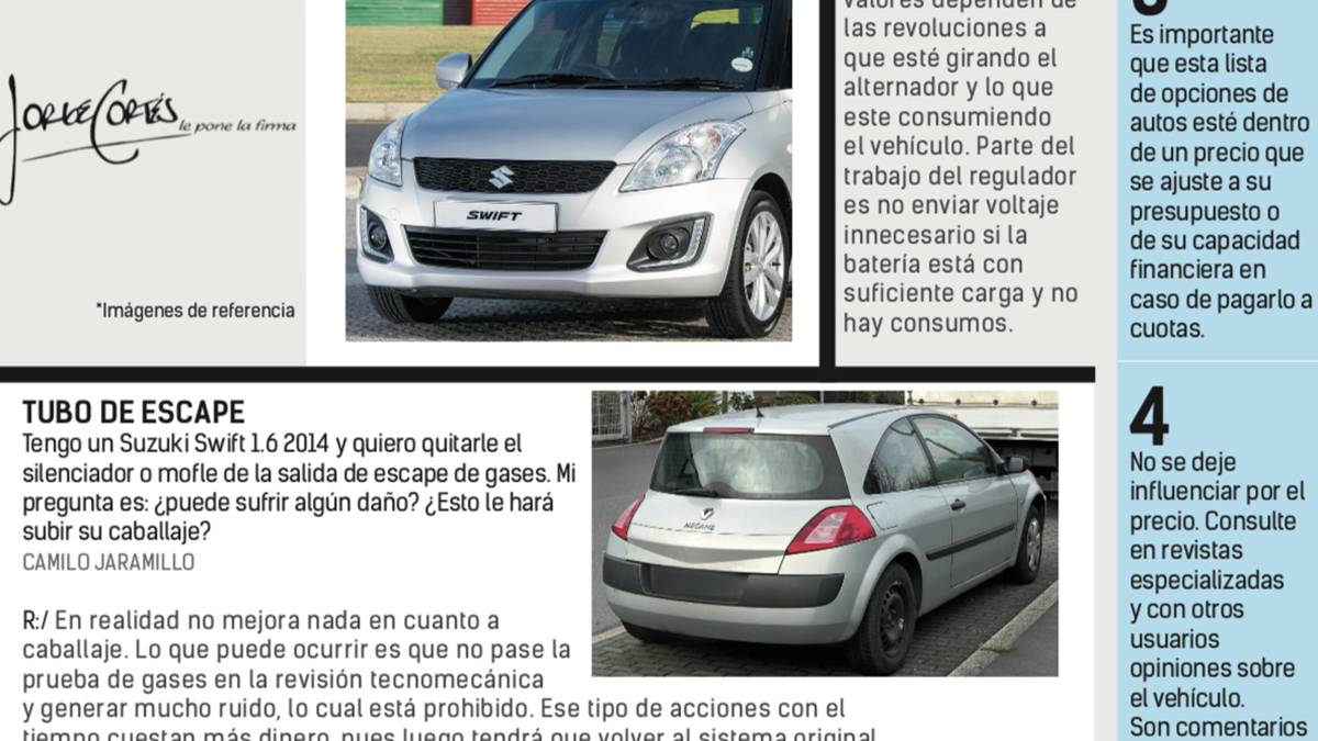 La foto del Renault Megane se encuentra ilustrando una respuesta relacionada con el Suzuki Swift y viceversa.