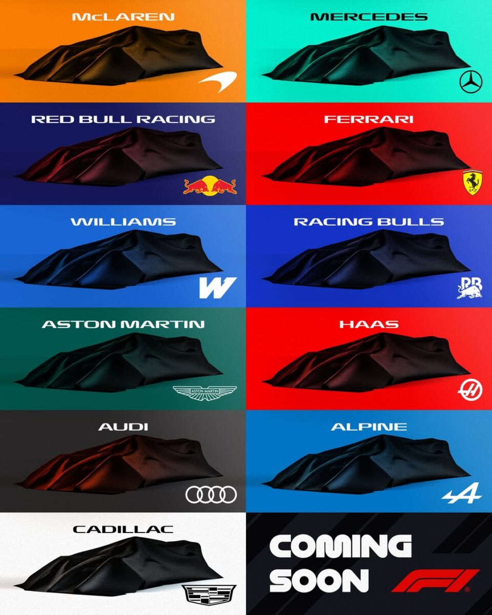 Fórmula 1 fechas de las presentaciones de los monoplazas de todos los equipos en 2026